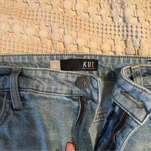 Kut from the Kloth high rise distressed denim short shorts, size 12 - Picture 2 of 5